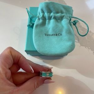 Tiffany turquoise heart and sterling silver ring size 8